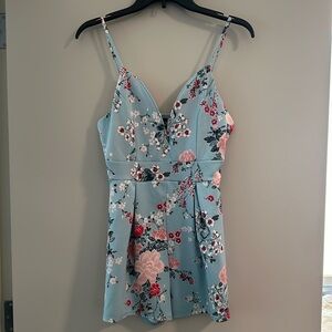 baby blue floral romper